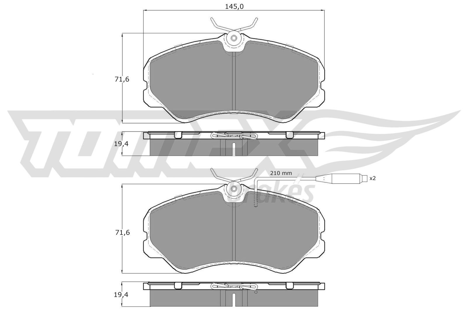 Sada brzdových platničiek kotúčovej brzdy TOMEX Brakes